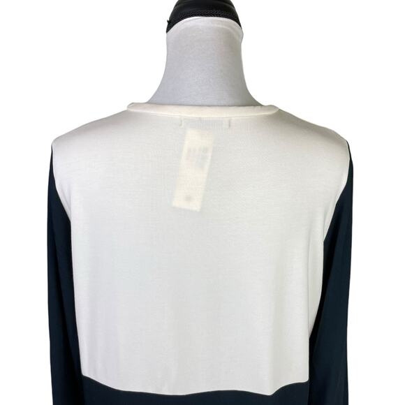 Townsen NWT Black Cream Colorblock Long Sleeve Soft Knit Elastic Hem Top - Picture 6 of 11